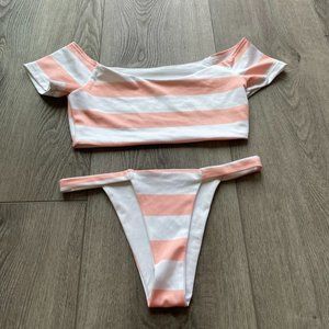 LURELLY PINK & WHITE STRIPED BIKINI SIZE XS NEW